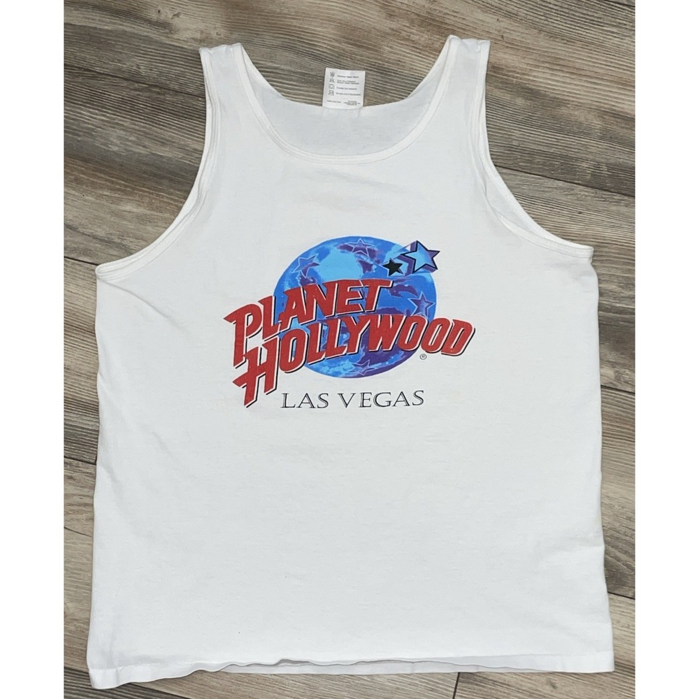Vintage 90s Planet Hollywood Las Vegas Adult M White Single‎ Stitch Tank Top